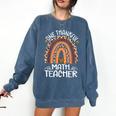 One Thankful Math Teacher Leopard Rainbow Thanksgiving Comfort Colors Sweatshirt Denim One Thankful Math Teacher Leopard Rainbow Thanksgiving Comfort Colors Sweatshirt Denim