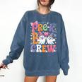 Pre-K Boo Crew Pre-K Teacher Student Kids Halloween Comfort Colors Sweatshirt Denim