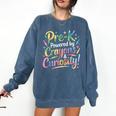 Pre-K Crayons & Curiosity Preschool Teachers Life Tie Dye Comfort Colors Sweatshirt Denim Pre-K Crayons & Curiosity Preschool Teachers Life Tie Dye Comfort Colors Sweatshirt Denim
