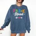Pre-K Squad Teacher Student Kids Preschool Back To School Comfort Colors Sweatshirt Denim