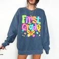 Preppy First Grade Back To School 1st Grade Teacher Girl Kid Comfort Colors Sweatshirt Denim Preppy First Grade Back To School 1st Grade Teacher Girl Kid Comfort Colors Sweatshirt Denim