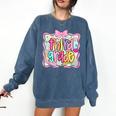 Preppy Third Grade Back To School Teacher Girl Kid Comfort Colors Sweatshirt Denim