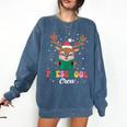Preschool Crew Xmas Reindeer Teacher Student Christmas Comfort Colors Sweatshirt Denim