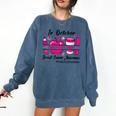 Preschool Teacher In October We Wear Pink Breast Cancer Comfort Colors Sweatshirt Denim Preschool Teacher In October We Wear Pink Breast Cancer Comfort Colors Sweatshirt Denim