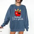 Pretend I'm A Pirate Teacher Apple Talk Like A Pirate Day Men Women Kids Comfort Colors Sweatshirt Denim