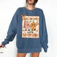 Pumpkin Teacher Preppy Fall In Love With Learning Autumn Comfort Colors Sweatshirt Denim