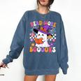 Read More Books Ghost Reading Book Teacher Halloween Comfort Colors Sweatshirt Denim