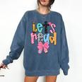 Lets Read Reading Teacher Back To School Literacy Pencil Bow Comfort Colors Sweatshirt Denim Lets Read Reading Teacher Back To School Literacy Pencil Bow Comfort Colors Sweatshirt Denim