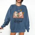 Retired 2025 A New Chapter Begins Retirement Teacher Book Comfort Colors Sweatshirt Denim