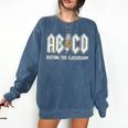 Retro Abcd Teacher Novelty Back To School Teacher Comfort Colors Sweatshirt Denim
