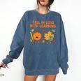 Retro Fall In Love With Learning Autumn Pumpkin Teacher Comfort Colors Sweatshirt Denim