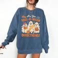 Retro Are You Fall O Ween Directions Ghost Teacher Spooky Comfort Colors Sweatshirt Denim