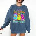 Retro Are You Falloween Direction Teacher Spooky Halloween Comfort Colors Sweatshirt Denim