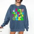 Retro Groovy In My Glowing Teacher Era Happy Teacher's Day Comfort Colors Sweatshirt Denim