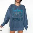 Retro Groovy Teaching Is My Super Power Teacher's Present Men Women Comfort Colors Sweatshirt Denim Retro Groovy Teaching Is My Super Power Teacher's Present Men Women Comfort Colors Sweatshirt Denim