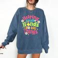 Retro Helping Small Hands Do Big Things Teacher Appreciation For Men Women Comfort Colors Sweatshirt Denim Retro Helping Small Hands Do Big Things Teacher Appreciation For Men Women Comfort Colors Sweatshirt Denim