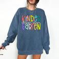 Retro Kindergarten Dream Team Back To School Teacher Kids Comfort Colors Sweatshirt Denim Retro Kindergarten Dream Team Back To School Teacher Kids Comfort Colors Sweatshirt Denim