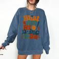 Retro PE Teacher What Are We Doing Today School Coach Women Comfort Colors Sweatshirt Denim Retro PE Teacher What Are We Doing Today School Coach Women Comfort Colors Sweatshirt Denim