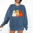 Retro Pencil Ghost Boo Spooky Teacher Halloween Costume Comfort Colors Sweatshirt Denim Retro Pencil Ghost Boo Spooky Teacher Halloween Costume Comfort Colors Sweatshirt Denim
