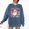Santa's Favorite Teacher Groovy Christmas Teacher Boys Girls Comfort Colors Sweatshirt Denim Santa's Favorite Teacher Groovy Christmas Teacher Boys Girls Comfort Colors Sweatshirt Denim