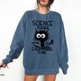 Science Teacher Appreciation Merch -Adults -Youth Grey Classic Fit Modern Science Theme Cartoon Comfort Colors Sweatshirt Denim