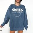 Smile Smiles Change The World Teacher T-Shirt Happy T-Shirt Comfort Colors Sweatshirt Denim