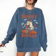 Sorry I'm Booked Ghost Reading Book Lover Teacher Halloween Comfort Colors Sweatshirt Denim