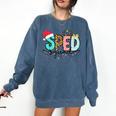 SPED Squad Special Education Teacher Autism Christmas Women Comfort Colors Sweatshirt Denim