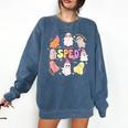 SPED Teacher Halloween Spooky Special Education Team Men Women Kids Comfort Colors Sweatshirt Denim