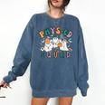 Spooky Ghost PE Teacher Squad Physical Education Halloween Comfort Colors Sweatshirt Denim
