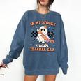 In My Spooky Math Teacher Era Groovy Retro Halloween Costume For Men Women Comfort Colors Sweatshirt Denim