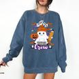 Spooky Para Crew Ghost Halloween Paraprofessional Teacher Comfort Colors Sweatshirt Denim