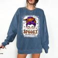 Spooky Paraprofessional Life Halloween Messy Bun Teacher For Men Women Comfort Colors Sweatshirt Denim Spooky Paraprofessional Life Halloween Messy Bun Teacher For Men Women Comfort Colors Sweatshirt Denim