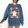 Spooky Teacher Ghost Pencil Teach Halloween Teacher Comfort Colors Sweatshirt Denim Spooky Teacher Ghost Pencil Teach Halloween Teacher Comfort Colors Sweatshirt Denim