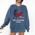 This Is My Super ESL Teacher Costume Lazy Halloween Comfort Colors Sweatshirt Denim This Is My Super ESL Teacher Costume Lazy Halloween Comfort Colors Sweatshirt Denim