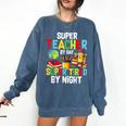 Super Teacher By Day Super Tired By Night Comfort Colors Sweatshirt Denim