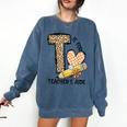 T Is For Teacher’s Aide Back To First Day Of School Leopard Men Women Girls Kids Comfort Colors Sweatshirt Denim T Is For Teacher’s Aide Back To First Day Of School Leopard Men Women Girls Kids Comfort Colors Sweatshirt Denim