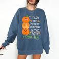 I Teach The Cutest Pumpkins In Patch Pre-K Halloween Teacher Comfort Colors Sweatshirt Denim