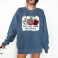 Teach Love Inspire Pre-k Teacher Apple Leopard Red Plain Comfort Colors Sweatshirt Denim