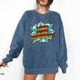 I Teach Superheroes Retro Comic Super Teacher Graphic Comfort Colors Sweatshirt Denim I Teach Superheroes Retro Comic Super Teacher Graphic Comfort Colors Sweatshirt Denim