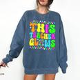 This Teacher 80s 90s Teachers's Day Glows Last Day Of School Comfort Colors Sweatshirt Denim
