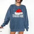Teacher Aide Christmas Women Family Matching Group Xmas Comfort Colors Sweatshirt Denim