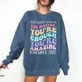 Teacher Dear Students Behind Me 1st Day Of School On Back Comfort Colors Sweatshirt Denim