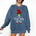 Teacher Gnome Xmas Family Matching Plaid Christmas Gnomes Comfort Colors Sweatshirt Denim Teacher Gnome Xmas Family Matching Plaid Christmas Gnomes Comfort Colors Sweatshirt Denim