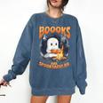Teacher Halloween Ghost Reading Book Animal Boooks Are Comfort Colors Sweatshirt Denim Teacher Halloween Ghost Reading Book Animal Boooks Are Comfort Colors Sweatshirt Denim