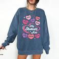 Teacher Positive Affirmations Candy Heart Valentine's Day Comfort Colors Sweatshirt Denim