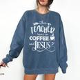 This Teacher Runs On Coffee And Jesus T Shirt Christian Tees Comfort Colors Sweatshirt Denim