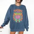 Teacher Teachers Love Brains Halloween Men Women Comfort Colors Sweatshirt Denim
