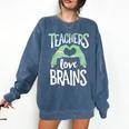 Teachers Love Brains Halloween Costume Trick Treat Zombie Comfort Colors Sweatshirt Denim Teachers Love Brains Halloween Costume Trick Treat Zombie Comfort Colors Sweatshirt Denim