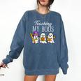 Teaching My Boos Ghost Teacher Halloween Spooky Educator Comfort Colors Sweatshirt Denim